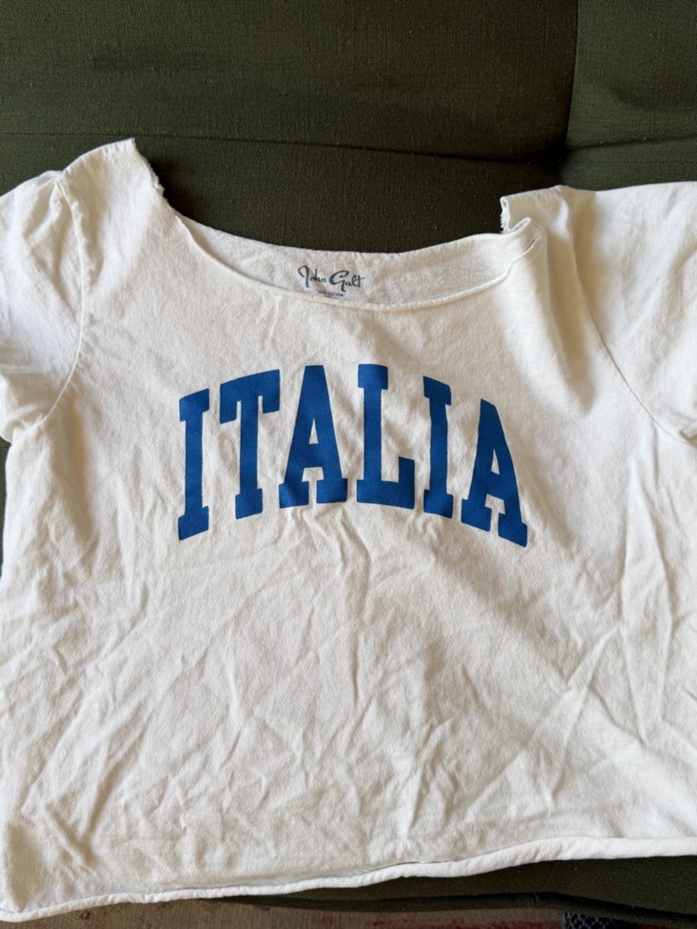 Brandy Melville White Tee with Blue ITALIA Print